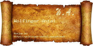 Wolfinger Antal névjegykártya